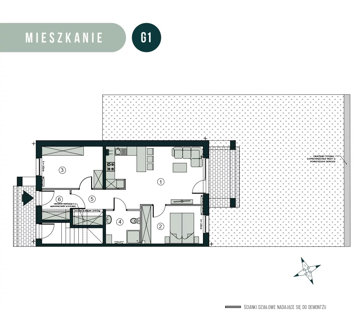 Mieszkanie 60,22 m², parter, oferta nr G1, Aleja Wiśniowa Pogórze, Pogórze, ul. Feliksa Dorsza